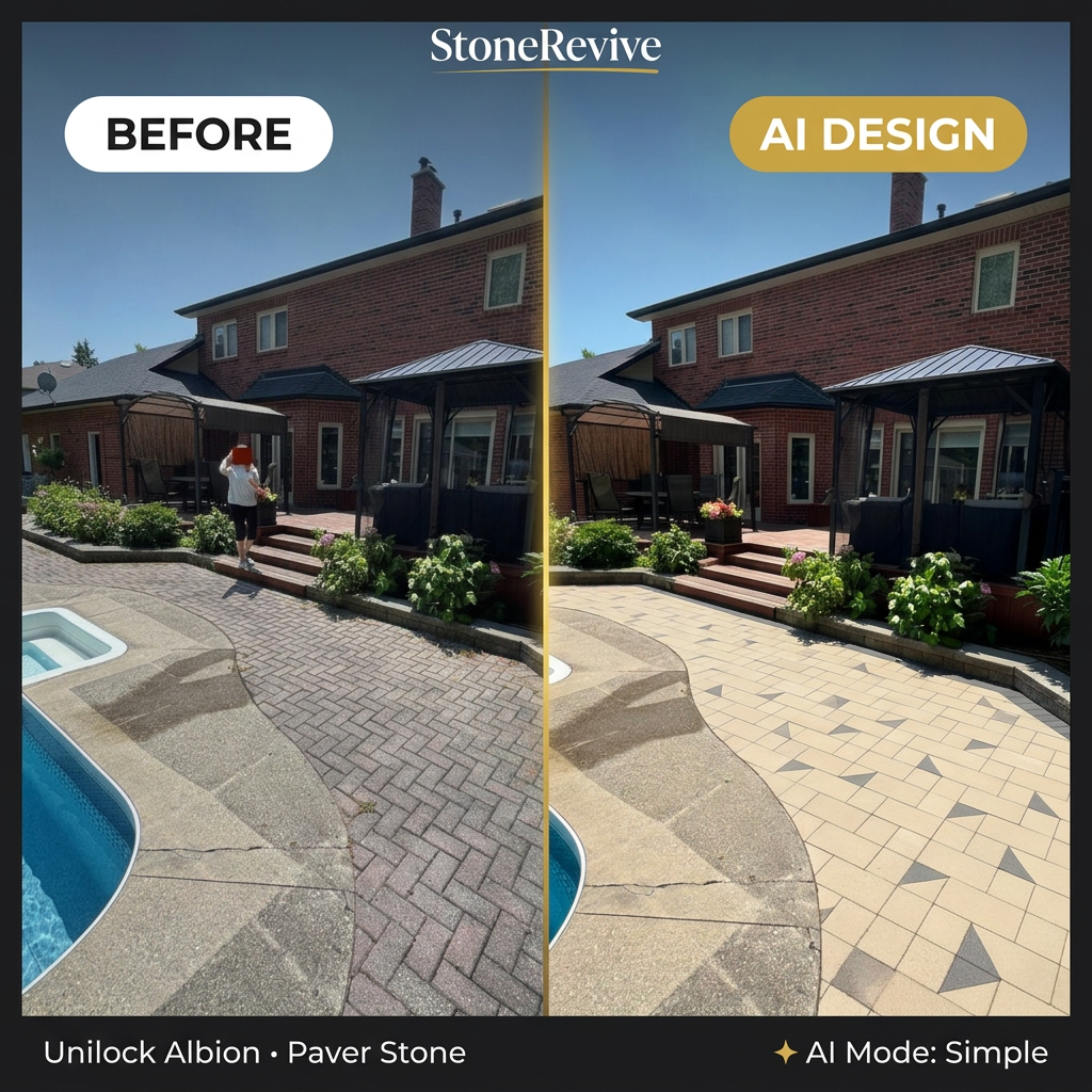 ScapeRevive AI Design Space — paver style and layout visualization
